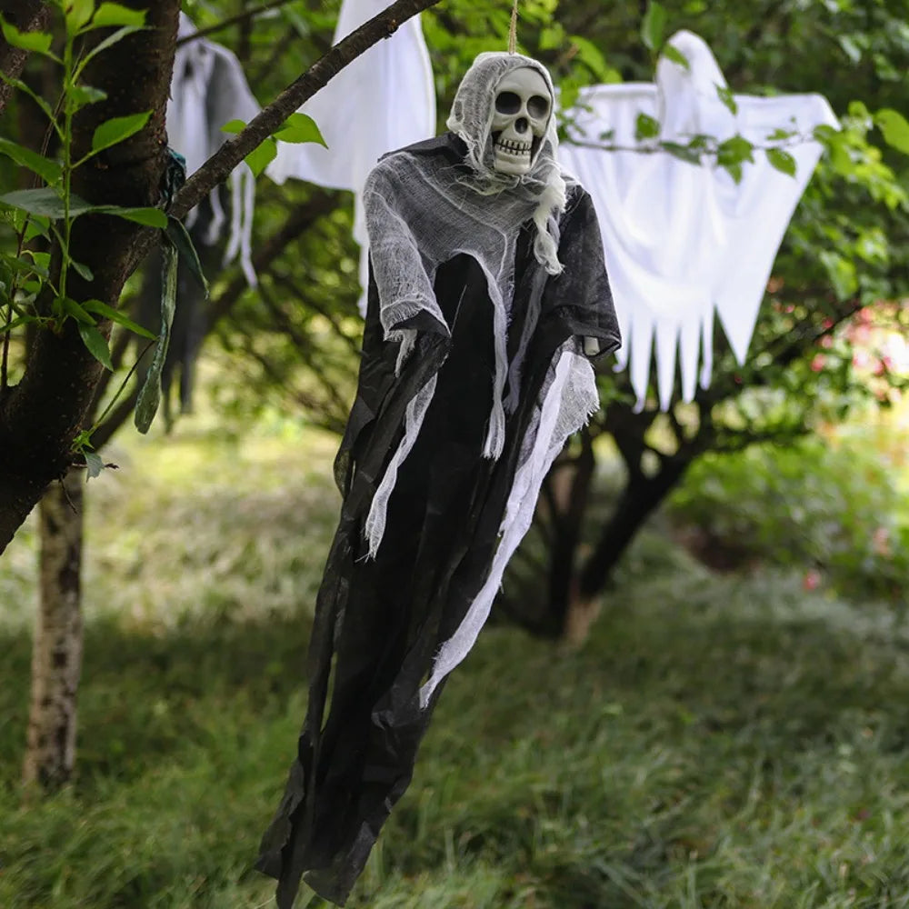 Halloween Skeleton Hanging Decoration Ghosts Skull Gauze Fabric Halloween Decor Outdoor Haunted House Yard Scary Party Supplies