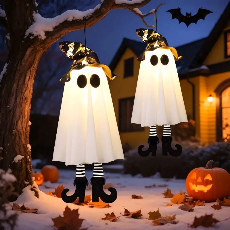 Halloween Hanging Ghost Decorations Light-Up Spooky Ghost Ornaments for Room Yard Patio Garden Tree Party Halloween Decor