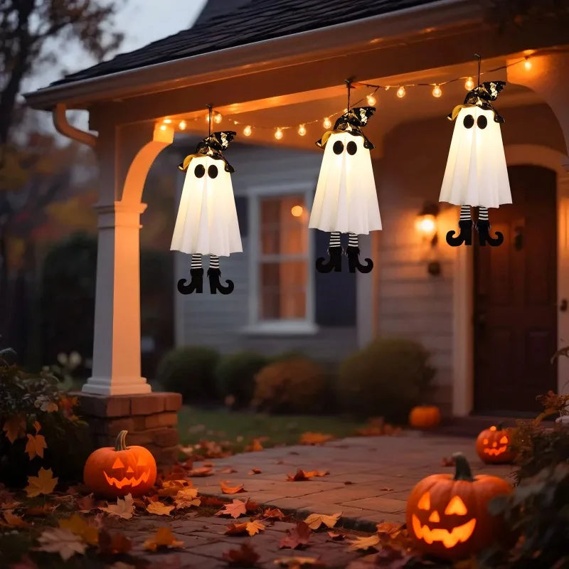 Halloween Hanging Ghost Decorations Light-Up Spooky Ghost Ornaments for Room Yard Patio Garden Tree Party Halloween Decor