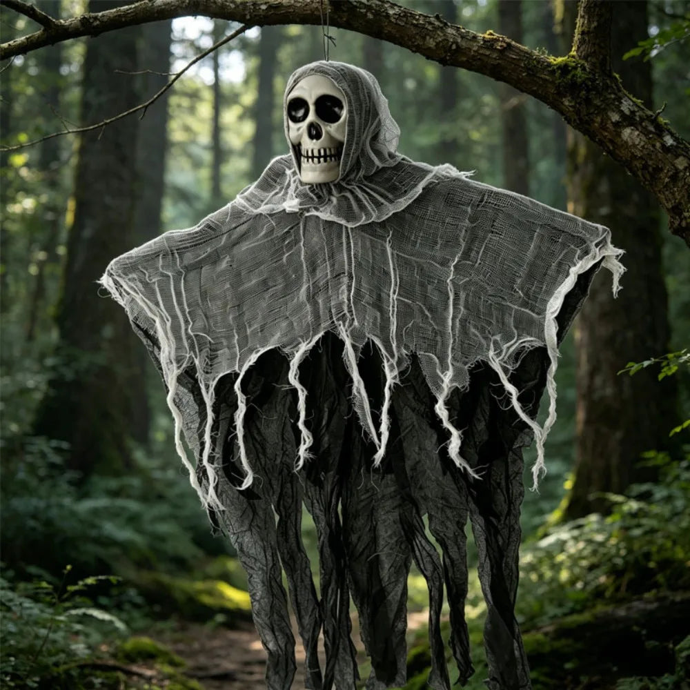 Halloween Skeleton Hanging Decoration Ghosts Skull Gauze Fabric Halloween Decor Outdoor Haunted House Yard Scary Party Supplies
