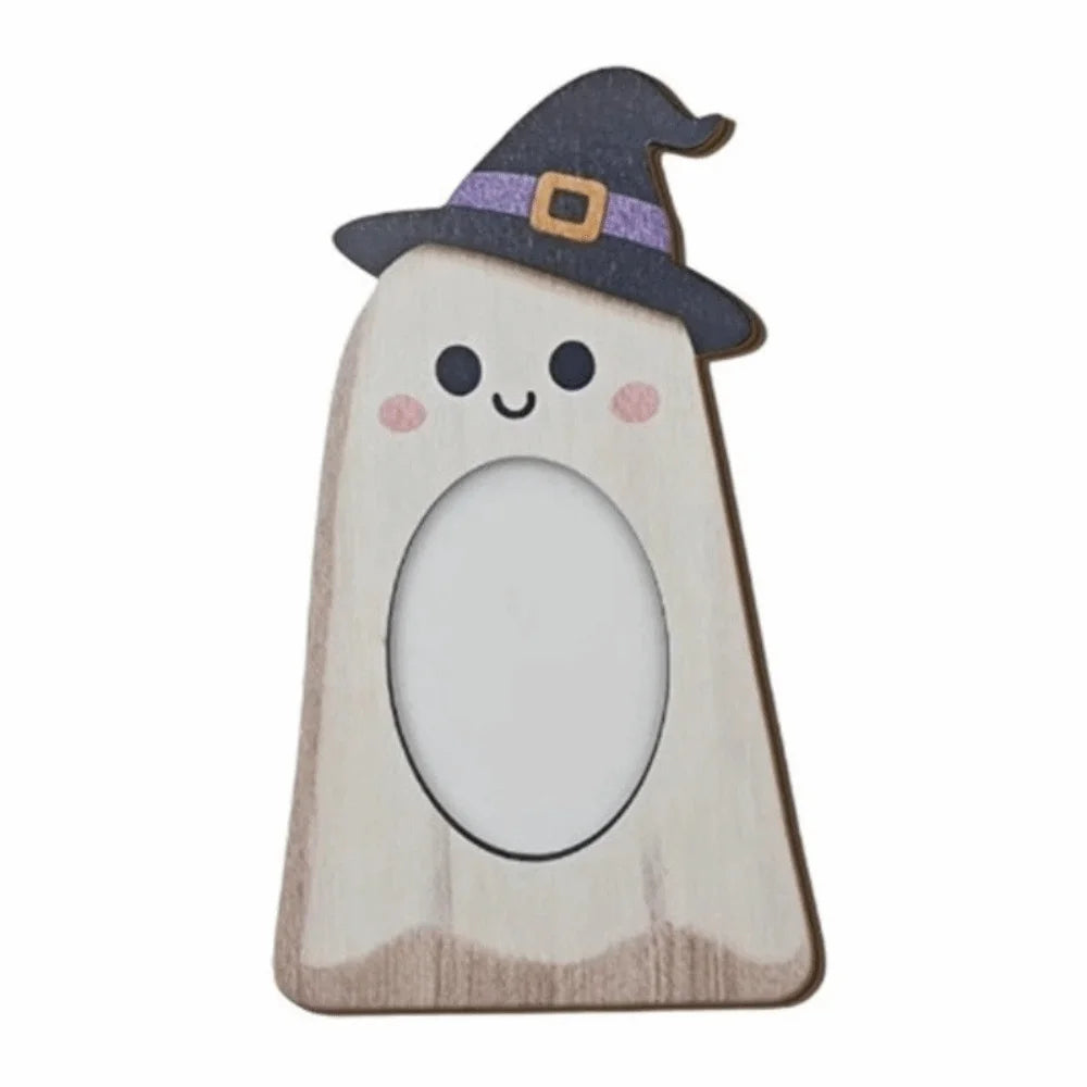 Desktop Decoration Cute Halloween Ghost Picture Frame Wooden Handmade Desktop Ghost Ornament Rustic Tabletop Frame Dorm Decor