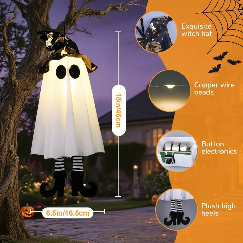 Halloween Hanging Ghost Decorations Light-Up Spooky Ghost Ornaments for Room Yard Patio Garden Tree Party Halloween Decor