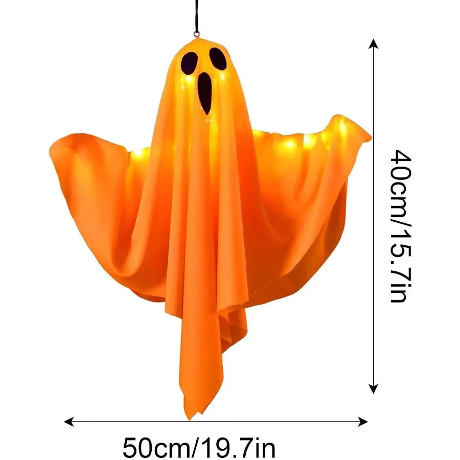 Halloween LED Light Up Hanging Ghost Decorations, Warm Glow Spooky Ghost Ornaments for Home, Bedroom Halloween Party Decor