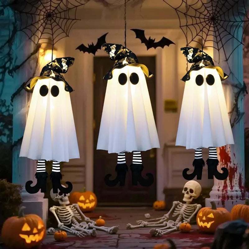 Halloween Hanging Ghost Decorations Light-Up Spooky Ghost Ornaments for Room Yard Patio Garden Tree Party Halloween Decor