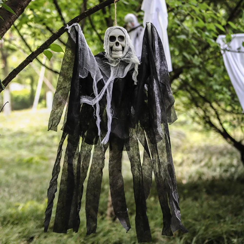 Halloween Skeleton Hanging Decoration Ghosts Skull Gauze Fabric Halloween Decor Outdoor Haunted House Yard Scary Party Supplies