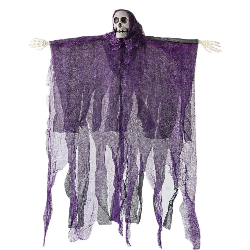 Halloween Hanging Skeleton Ghost Decoration Tattered Gauze Reaper Ornament Haunted House Yard Party Indoor Outdoor Scary Decor