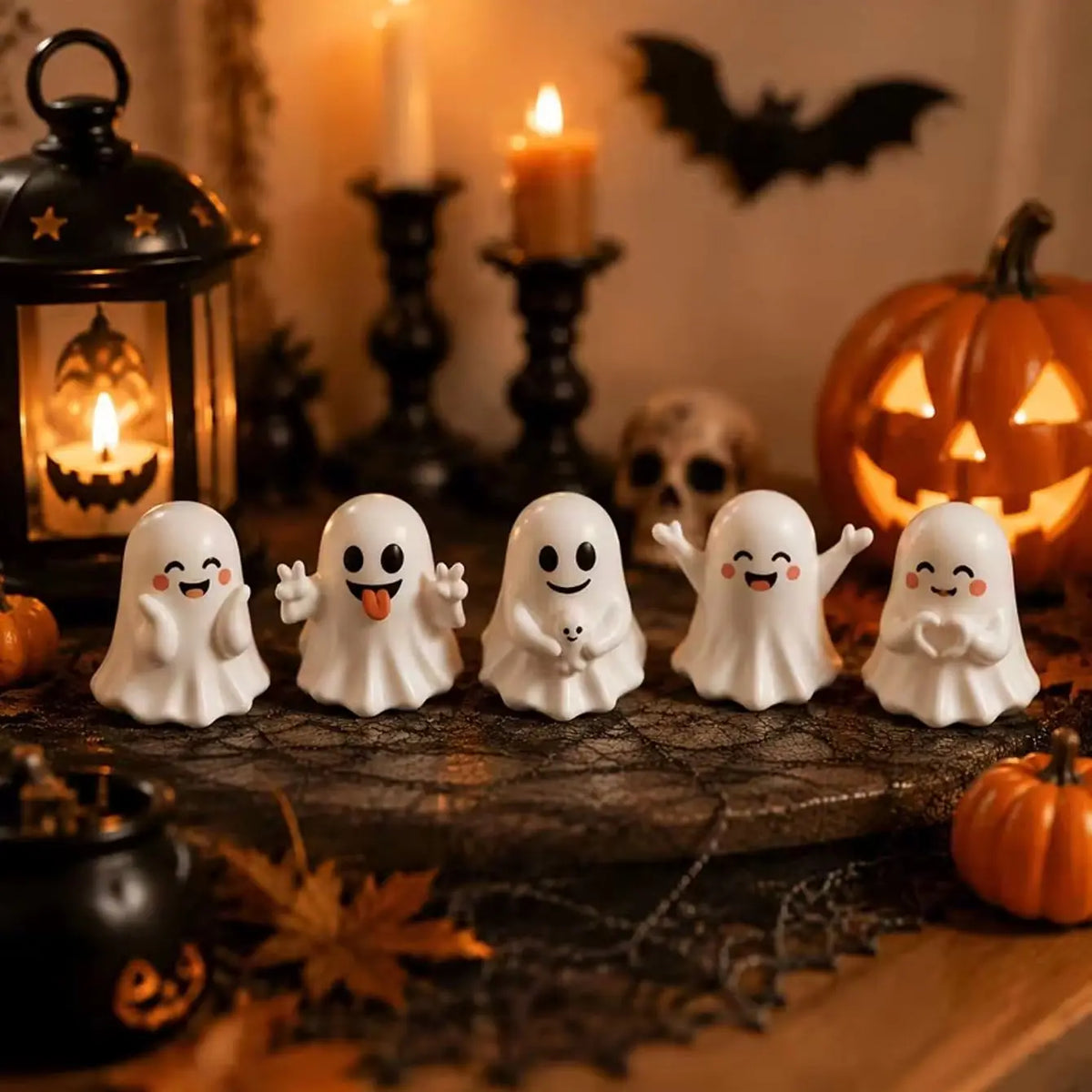 5 sets of Halloween ghost figurines, cute mini ghost home decor, Halloween desktop decoration ornaments