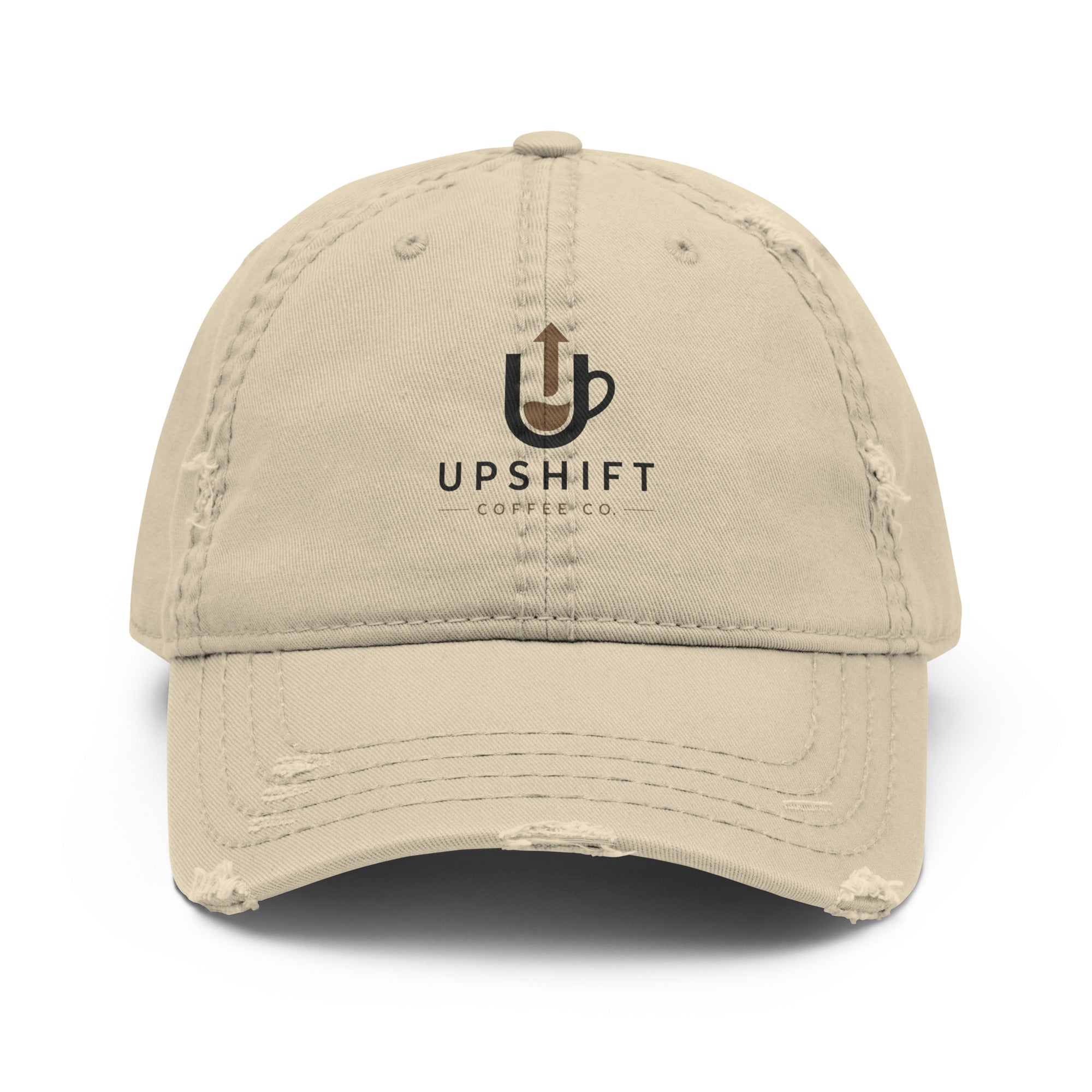 Distressed dad hat with soft crown and adjustable hook and loop closure in 100% cotton twill