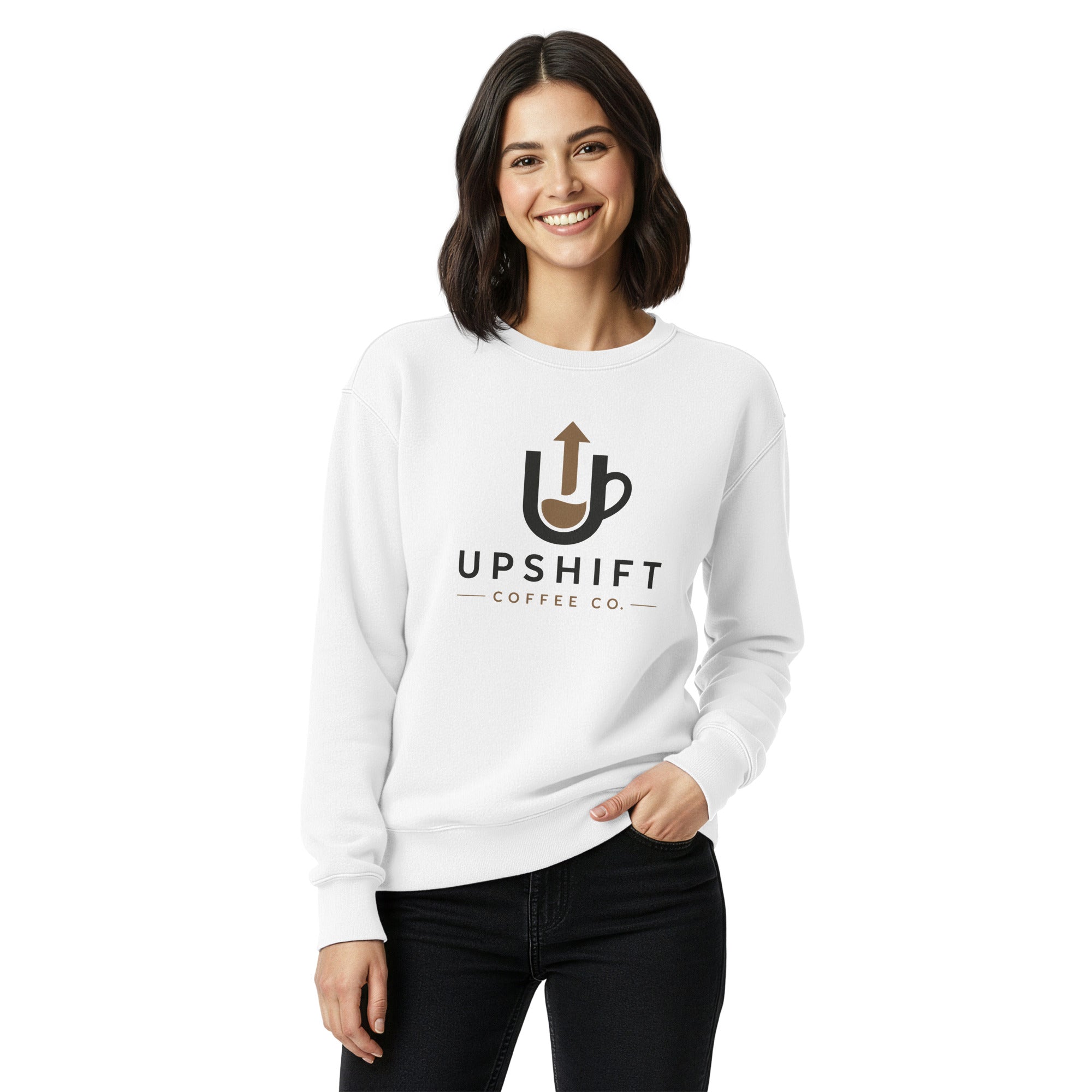 Unisex garment-dyed sweatshirt with vintage wash and relaxed fit on model