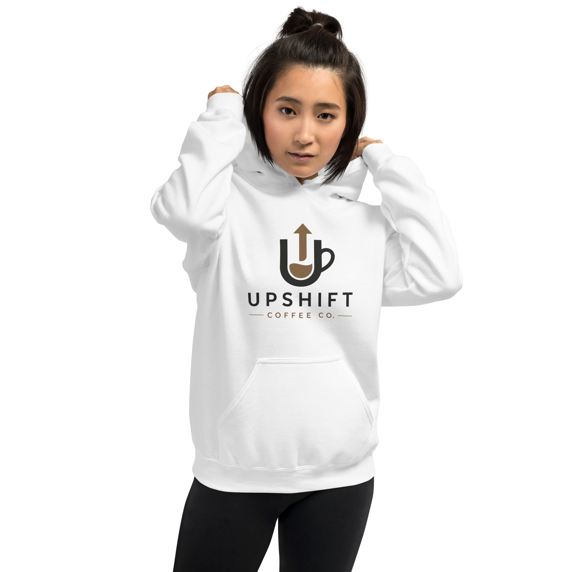 Unisex hoodie in dark navy with double-lined hood and front pouch pocket, soft fabric blend for cooler evenings