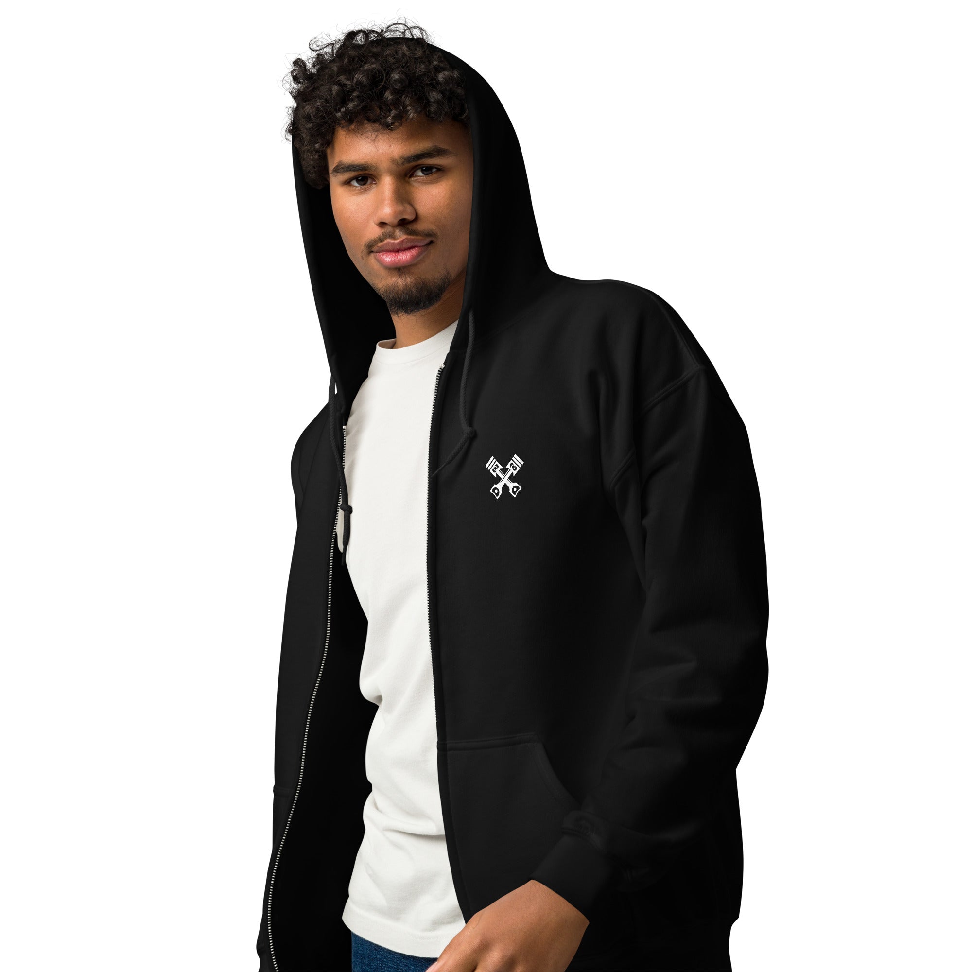 Unisex heavy blend zip hoodie with soft fleece, metal zipper, front pockets, and color-matched drawstrings