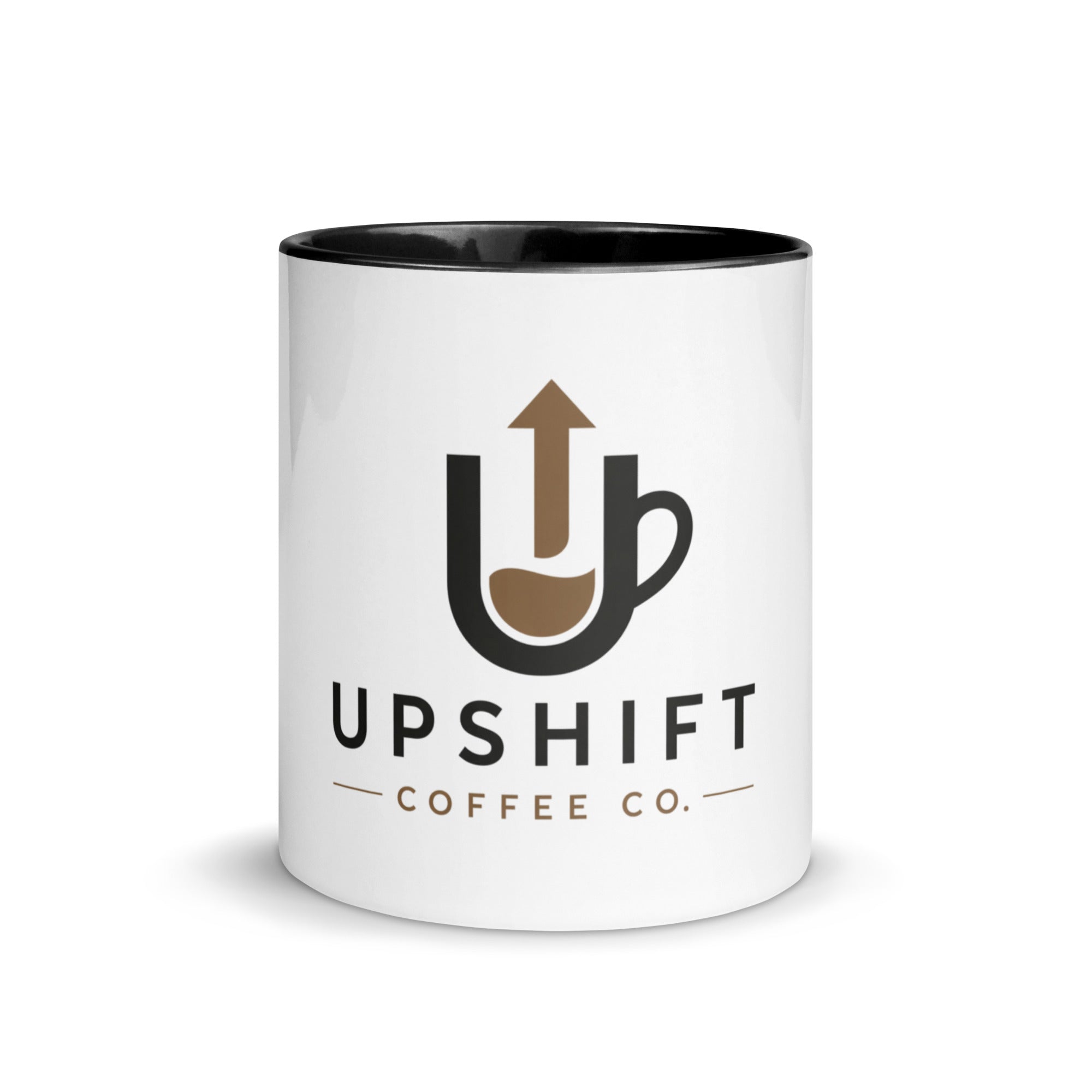 Ceramic mug with colorful rim, handle, and inside, 11 oz and 15 oz sizes, dishwasher and microwave safe